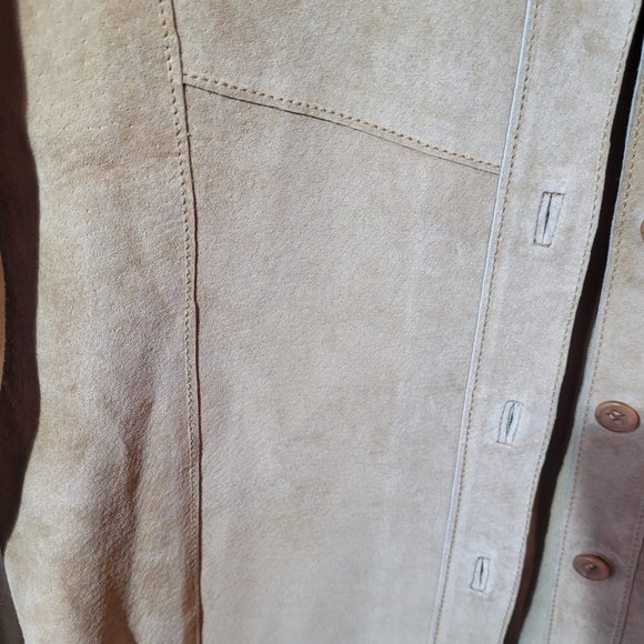Margaret Godfrey Womens Camel Suede Jacket Blouse size 12 - Picture 13 of 14
